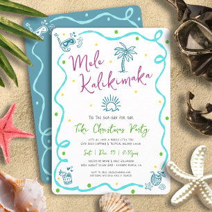 Mele Kalikimaka Teal Paars Groen Doodle Kerstmis Kaart