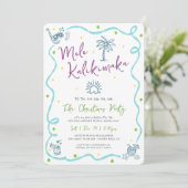 Mele Kalikimaka Teal Purple Green Doodle Christmas Kaart (Staand voorkant)
