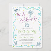 Mele Kalikimaka Teal Purple Green Doodle Christmas Kaart (Voorkant)