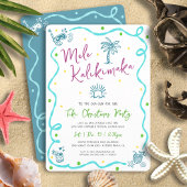 Mele Kalikimaka Teal Purple Green Doodle Christmas Kaart