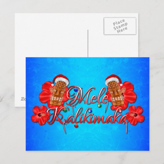 Mele Kalikimaka Tiki Briefkaart (Voorkant / Achterkant)