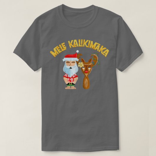 Mele Kalikimaka Tiki Holiday Kerstman en R T-shirt (Design voorkant)