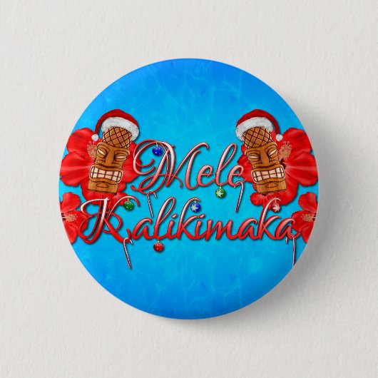 Mele Kalikimaka Tiki Ronde Button 5,7 Cm (Voorkant)