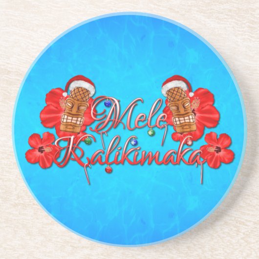 Mele Kalikimaka Tiki Zandsteen Onderzetter (Voorkant)