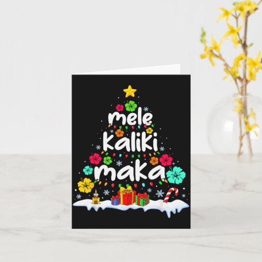 Mele Kalikimaka Trocal Christmas Hawaiian Santa Xm Kaart (Gele Bloem)