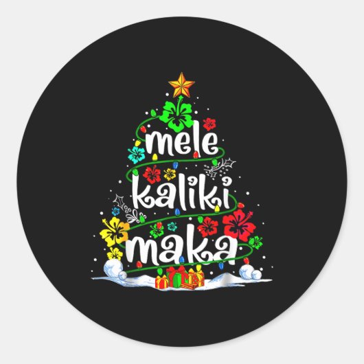 Mele Kalikimaka Trocal Christmas Hawaiian Santa Xm Ronde Sticker (Voorkant)