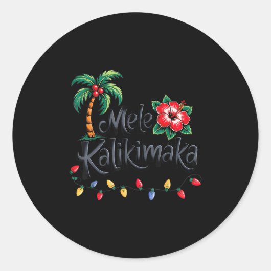 Mele Kalikimaka Trocal Christmas Hawaiian Xmas Fam Ronde Sticker (Voorkant)