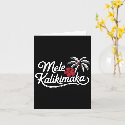 Mele Kalikimaka Trocal Christmas Hawaiian Xmas  Kaart (Gele Bloem)