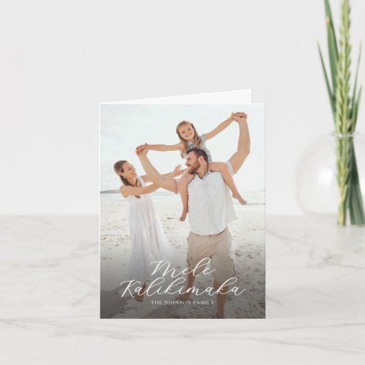 Mele Kalikimaka Tropical 2 Foto Kerstmis Feestdagen Kaart (Voorkant)