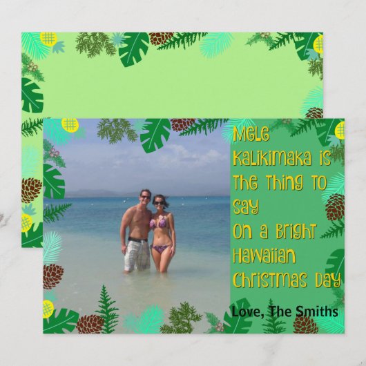 Mele Kalikimaka | Tropical Beach Christmas Kaart (Voorkant / Achterkant)