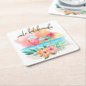 Mele Kalikimaka Tropical Beach Kerstcocktail Kartonnen Onderzetters (Schuin)