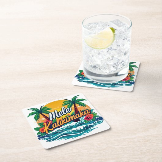 Mele Kalikimaka Tropical Christmas  Kartonnen Onderzetters (Insitu)