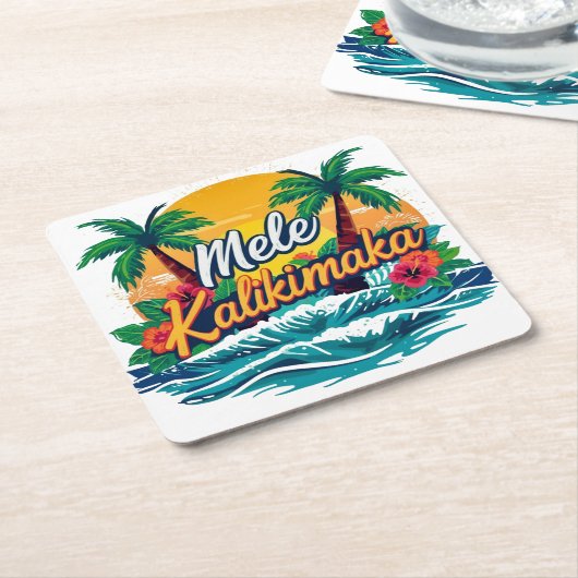 Mele Kalikimaka Tropical Christmas  Kartonnen Onderzetters (Schuin)