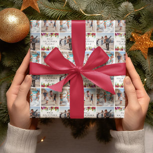 Mele Kalikimaka Tropical Floral Foto Cadeaupapier