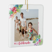 Mele Kalikimaka Tropical Flowers Fotokerstmis Keramisch Ornament (Rechts)