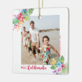 Mele Kalikimaka Tropical Flowers Fotokerstmis Keramisch Ornament (Links)
