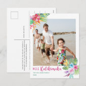 Mele Kalikimaka Tropical Flowers Photo Briefkaart (Voorkant / Achterkant)