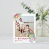 Mele Kalikimaka Tropical Flowers Photo Briefkaart (Staand voorkant)
