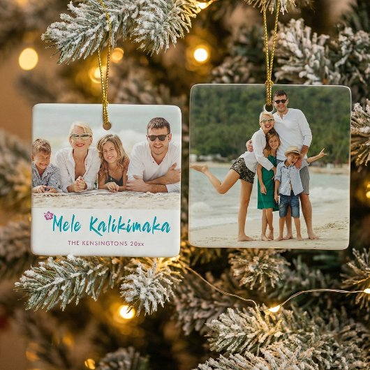 Mele Kalikimaka Tropical Hawaiian Kerstfoto Keramisch Ornament