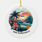 Mele Kalikimaka Tropical Island 2023 Label Keramisch Ornament (Achterkant)