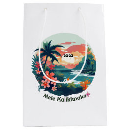 Mele Kalikimaka Tropical Island 2023 Label Medium Cadeauzakje