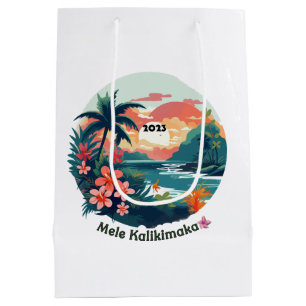 Mele Kalikimaka Tropical Island 2023 Label Medium Cadeauzakje