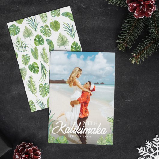 Mele Kalikimaka Tropical Palm Kerstfoto Feestdagenkaart