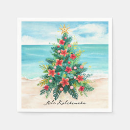 Mele Kalikimaka Tropical Palm Tree Christmas Servet