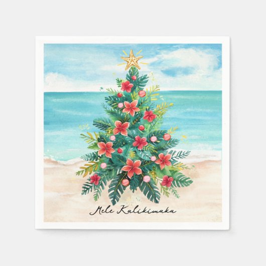 Mele Kalikimaka Tropical Palm Tree Christmas Servet (Voorkant)
