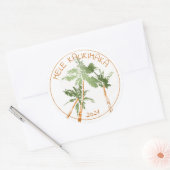 Mele Kalikimaka Tropical Palm Trees Kerstmis Ronde Sticker (Envelop)