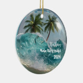 Mele Kalikimaka Tropical Snow Wereldbol Ornament (Rechts)