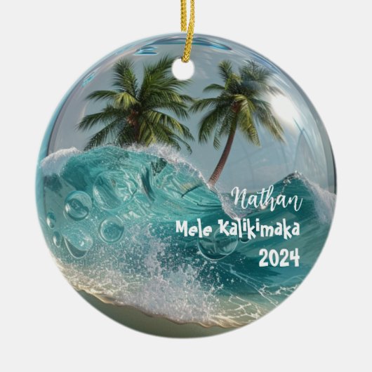 Mele Kalikimaka Tropical Snow Wereldbol Ornament (Voorkant)