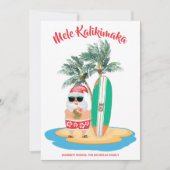 Mele Kalikimaka Tropical Surfing Santa Kerstmis Feestdagenkaart (Voorkant)