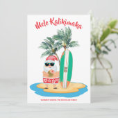Mele Kalikimaka Tropical Surfing Santa Kerstmis Feestdagenkaart (Staand voorkant)