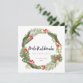 Mele Kalikimaka Tropical Wreath Photo Holiday Kaar Feestdagenkaart (Staand voorkant)