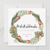Mele Kalikimaka Tropical Wreath Photo Holiday Kaar Feestdagenkaart (Voorkant)