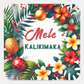 Mele Kalikimaka -Tropical  Xmas Vierkante Sticker (Voorkant)