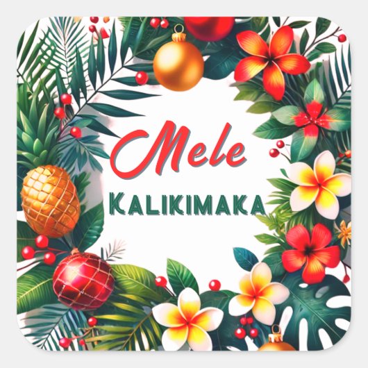 Mele Kalikimaka -Tropical  Xmas Vierkante Sticker (Voorkant)