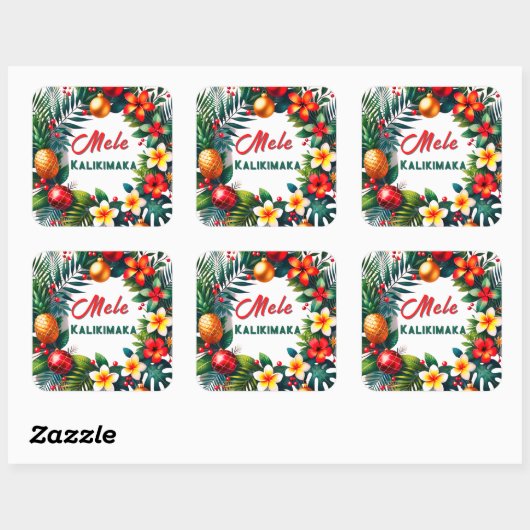 Mele Kalikimaka -Tropical  Xmas Vierkante Sticker (Vel)
