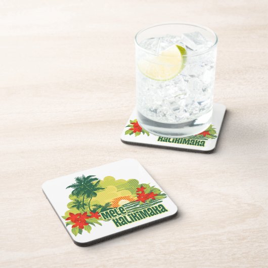 Mele Kalikimaka Tropisch eiland Hawaiian Kerstmis Drankjes Onderzetter (Rechterzijde)