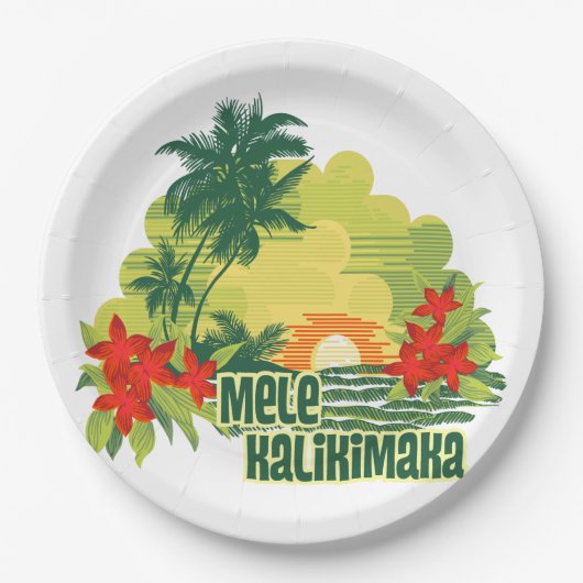Mele Kalikimaka Tropisch eiland Hawaiian Kerstmis Papieren Bordje (Voorkant)