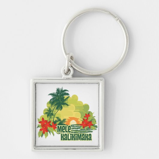 Mele Kalikimaka Tropisch eiland Hawaiian Kerstmis Sleutelhanger (Voorkant)