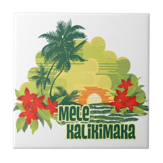 Mele Kalikimaka Tropisch eiland Hawaiian Kerstmis Tegeltje (Voorkant)