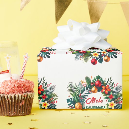 Mele Kalikimaka -Tropisch Kerstfeest Cadeaupapier (Verjaardagsfeest)