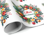 Mele Kalikimaka -Tropisch Kerstfeest Cadeaupapier (Rol Hoek)