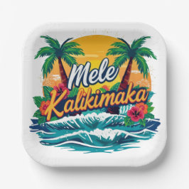 Mele Kalikimaka Tropisch Kerstfeest Papieren Bordje