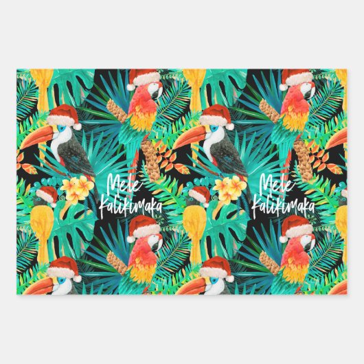 Mele Kalikimaka Tropisch Oerwoud Vogels Inpakpapier Vel (Voorkant 2)