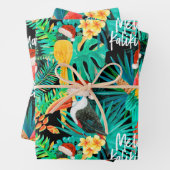 Mele Kalikimaka Tropisch Oerwoud Vogels Inpakpapier Vel (In situ)