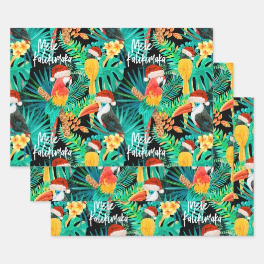 Mele Kalikimaka Tropisch Oerwoud Vogels Inpakpapier Vel (Set)