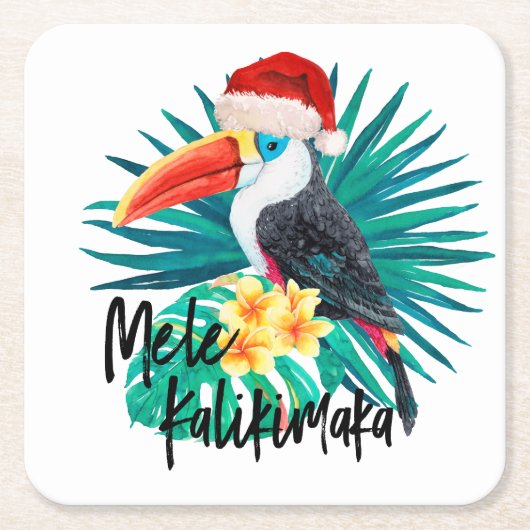 Mele Kalikimaka Tropisch Oerwoud Vogels Kartonnen Onderzetters (Voorkant)